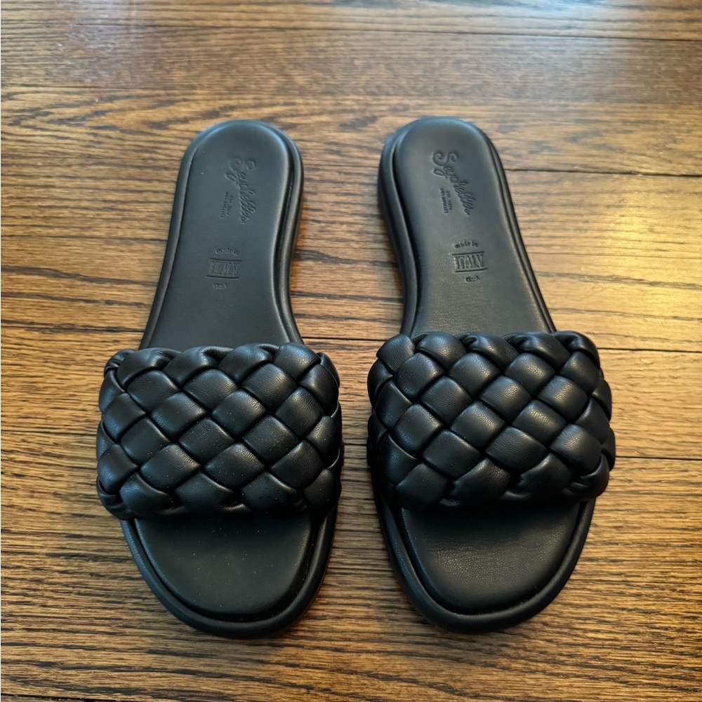 Seychelles Woven Slide Sandals - Black